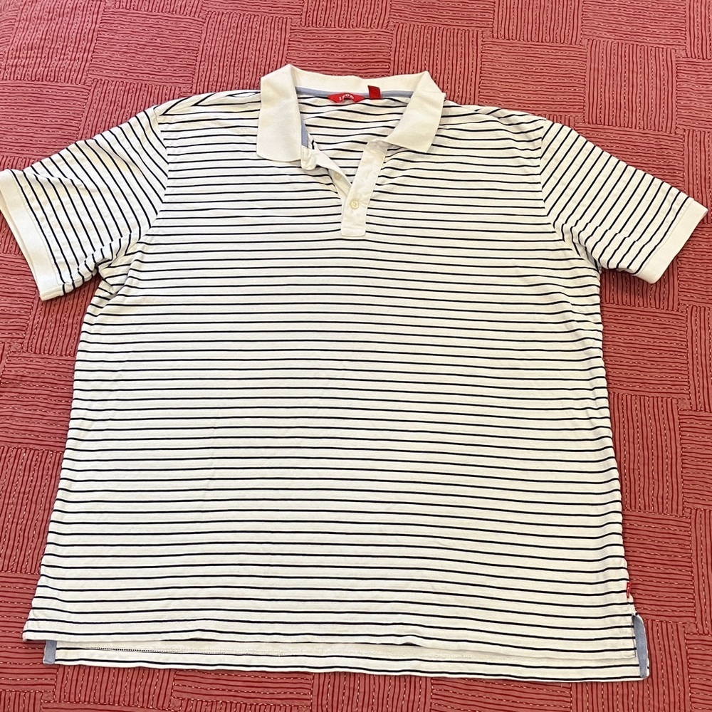 Izod men’s XXL Navy and White Striped short sleeve cotton Polo